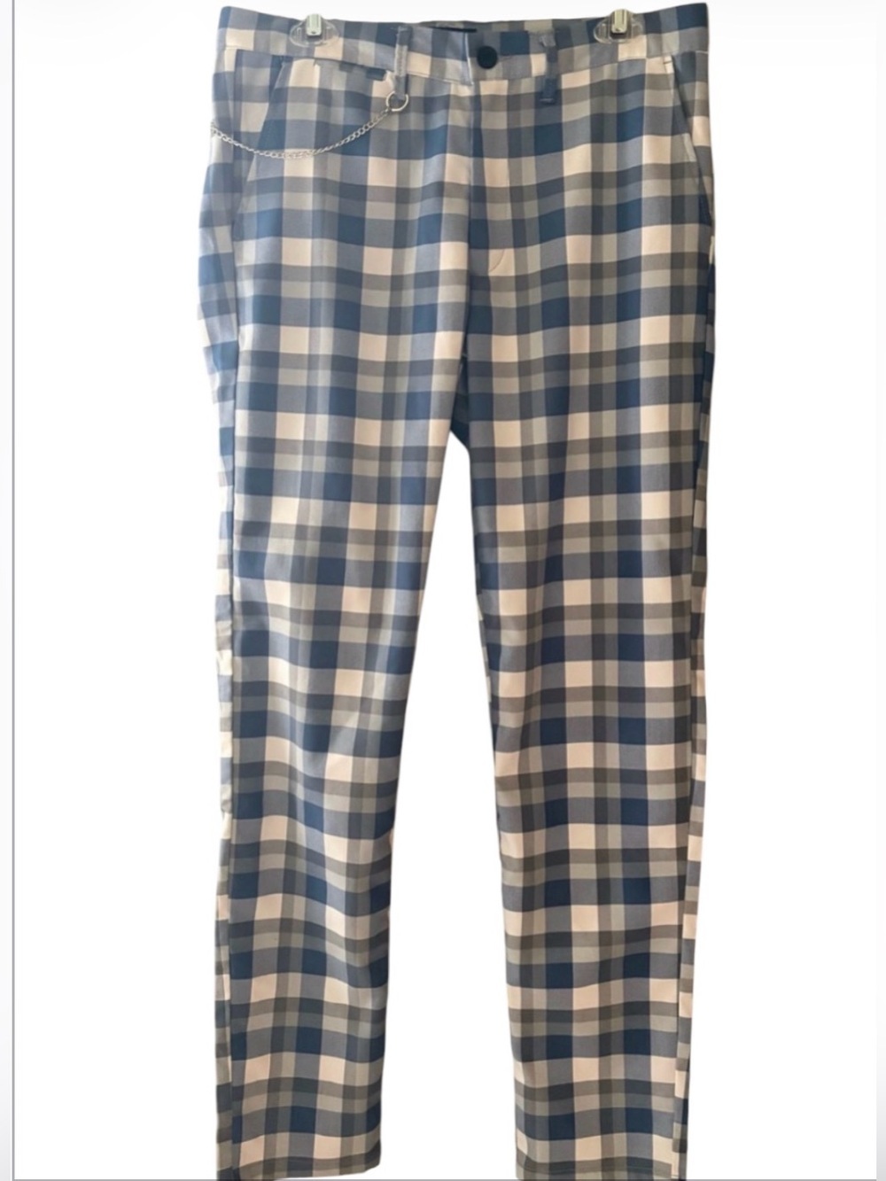 NWOT Rosso Milano Italy Mens Plaid Flat Front Pants Slim Size 32x32